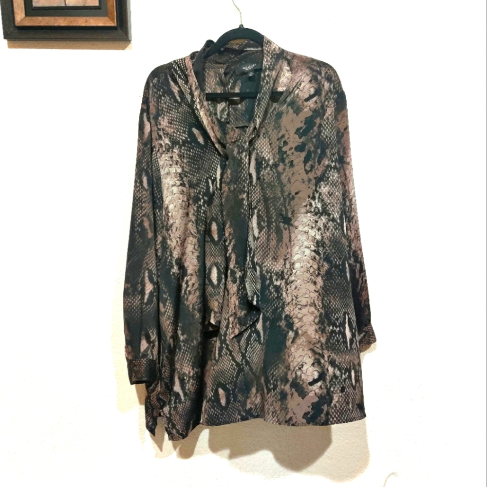 Patterned 3X Blouse by Kris Jenner Kollection